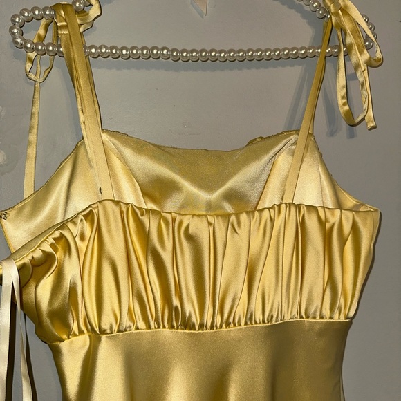 Brooke Satin Yellow Dress by Revelry - Picture 5 of 7